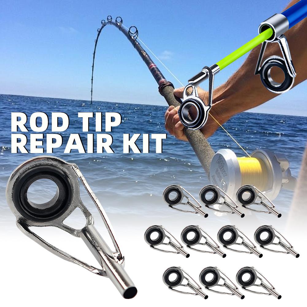 Fishing Rod Tip Replacement - Angelruten-Spitzen-Reparaturset 10-teilig – Ersatz-Spitzen für Angelruten