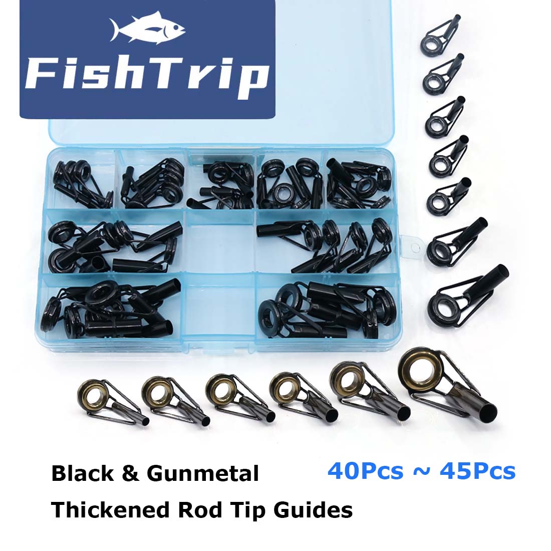 Fishing Rod Tip Replacement - FishTrip-Rutenspitzen-Reparatursatz, 5–50 Stück, obere Führungen mit